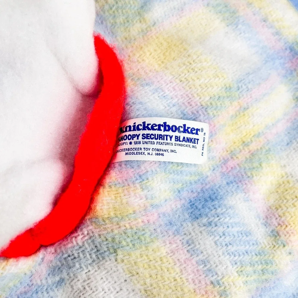 Vintage Knickerbocker Snoopy Plaid Satin Baby Security‎ Blanket Peanuts RARE